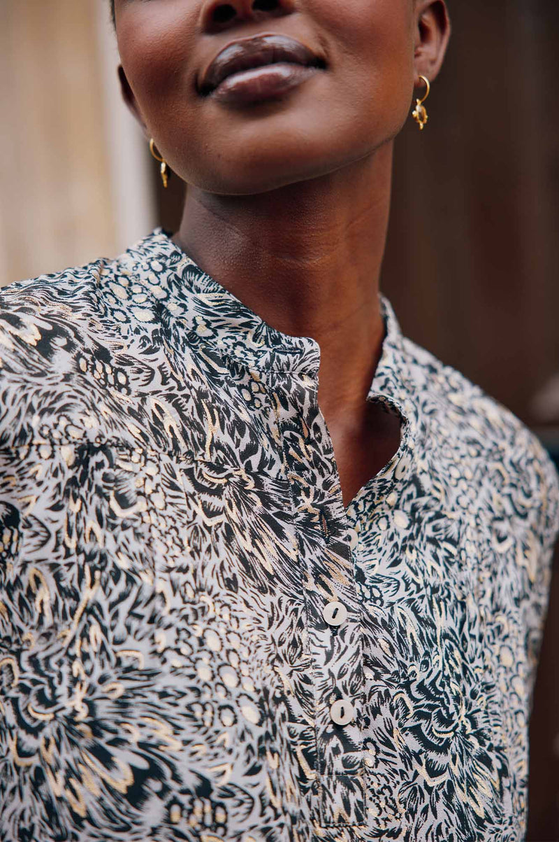 Samantha Blouse | Lamu Beige/Gold