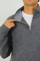 Men's Quarter Zip Jumper | Light Grey/Grey