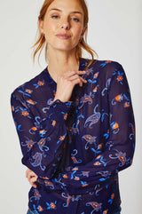 Maisie Viscose Georgette Shirt | Budding Paisley Navy/Orange