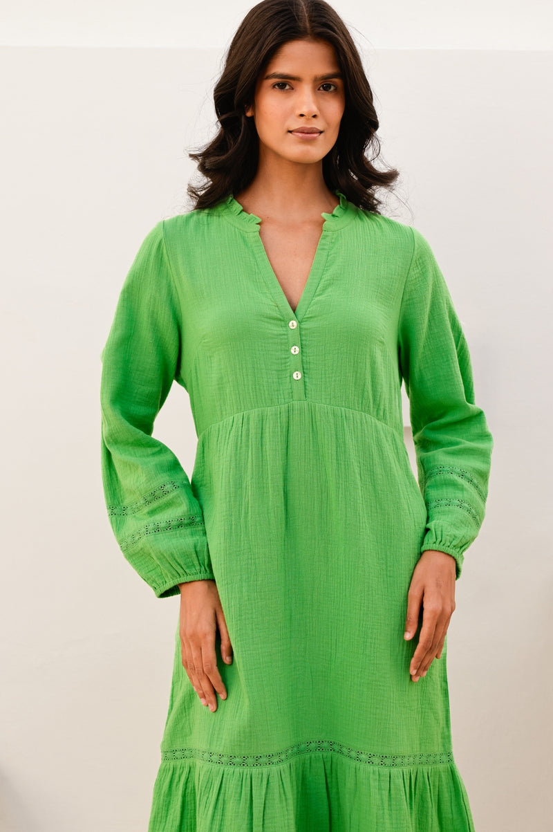 green cheesecloth dress Women's Summer Cheesecloth Maxi Dress, Green