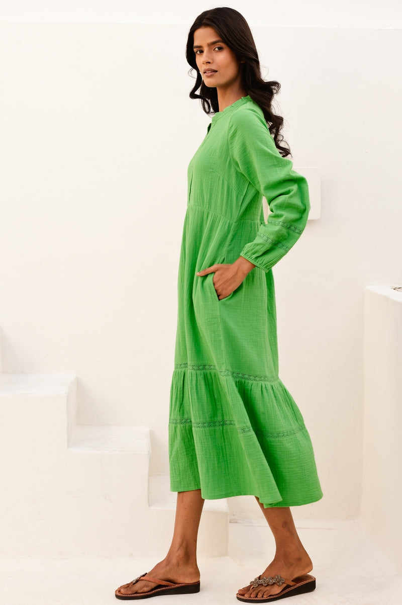 Sadie Organic Cotton Cheesecloth Dress | Green Aspiga Sadie Organic Cotton Cheesecloth Dress | Green Aspiga