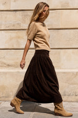 Dropped Waist Baby Cord Skirt | Chocolate