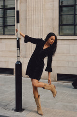 Elsie Short Velvet Dress | Black