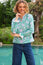 Rosie Organic Cotton Block Print Blouse | Lotus Green/Blue