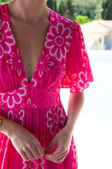 Sylvie EcoVero™ Dress | Lace Floral Pink/White