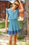 Macy Organic Cotton Block Print Dress | Buti Turquoise/Blue