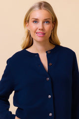 Merino Wool Brittany Cardigan | Navy
