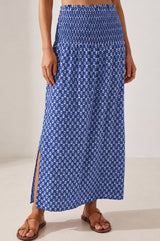 Brady Viscose Crinkle Skirt | Lixus Cobalt/White