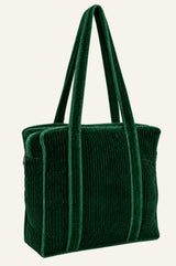 Velvet Tote Zipper Bag | Green