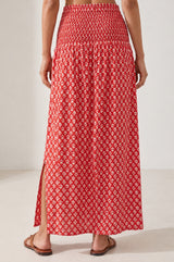 Brady Viscose Crinkle Skirt | Lixus Red/White