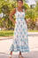 Aurelia Block Print Dress | White/Blue