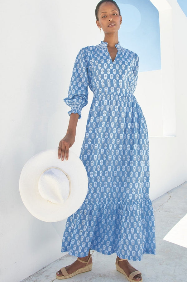 Emmeline Maxi Dress | Blue/White