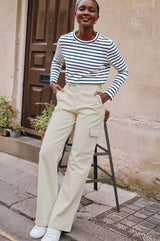Erin Cargo Straight Leg Jeans | Cream
