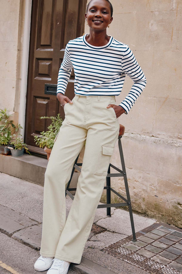 Erin Cargo Straight Leg Jeans | Cream