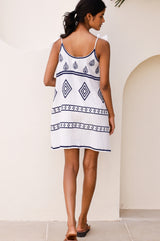Imogen Dress | White/Navy