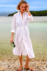 Kelly Linen Shirt Dress | White