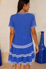 Meredith Organic Cotton Dress | Dazzling Blue/White
