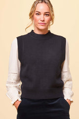 Merino Wool Knitted Short Tank | Black