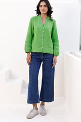 Mina Organic Cotton Cheesecloth Blouse | Green