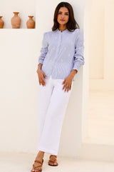 Wide Leg Linen Cropped Trousers | White
