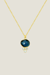 Crystal Pendant Necklace  | Gold/Navy