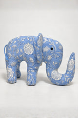 Block Printed Elephant | Blue/White