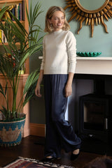 Satin Wide Leg Trouser | Grey