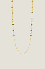 Long Beaded Necklace | Gold/Grey