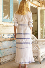 Freida Dress | White/Cobalt