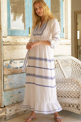 Freida Dress | White/Cobalt