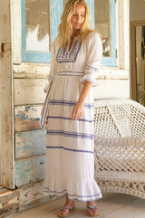 Freida Dress | White/Cobalt
