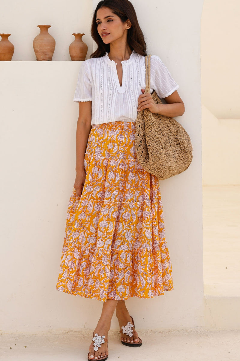 One Size Skirt | Dianthus Yellow/White