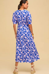 Anne Tea EcoVero™ Dress | Blossom Cobalt/Pink