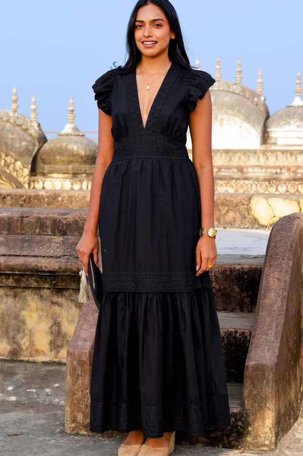 Broderie Organic Cotton Pippa Dress | Black