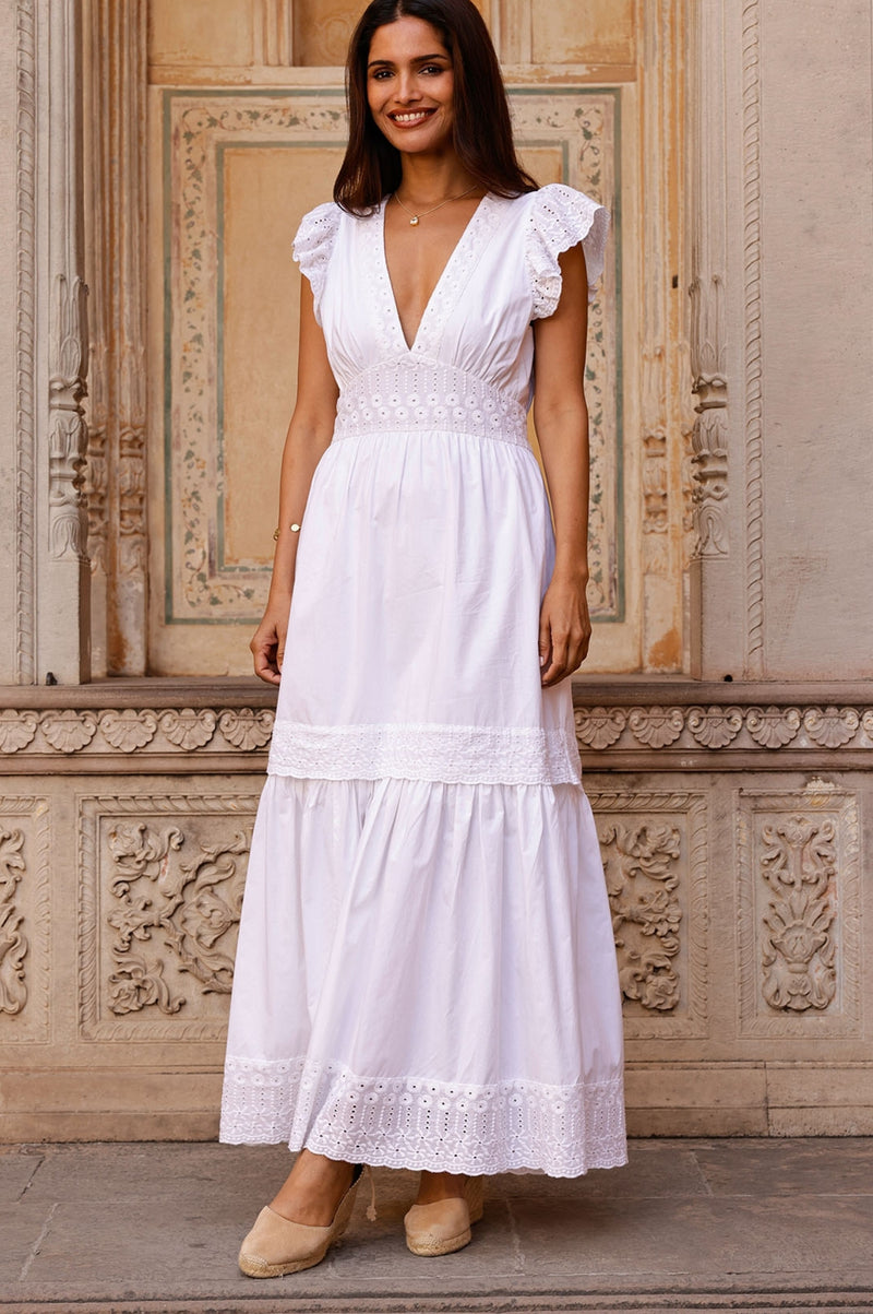 Broderie Organic Cotton Pippa Dress | White