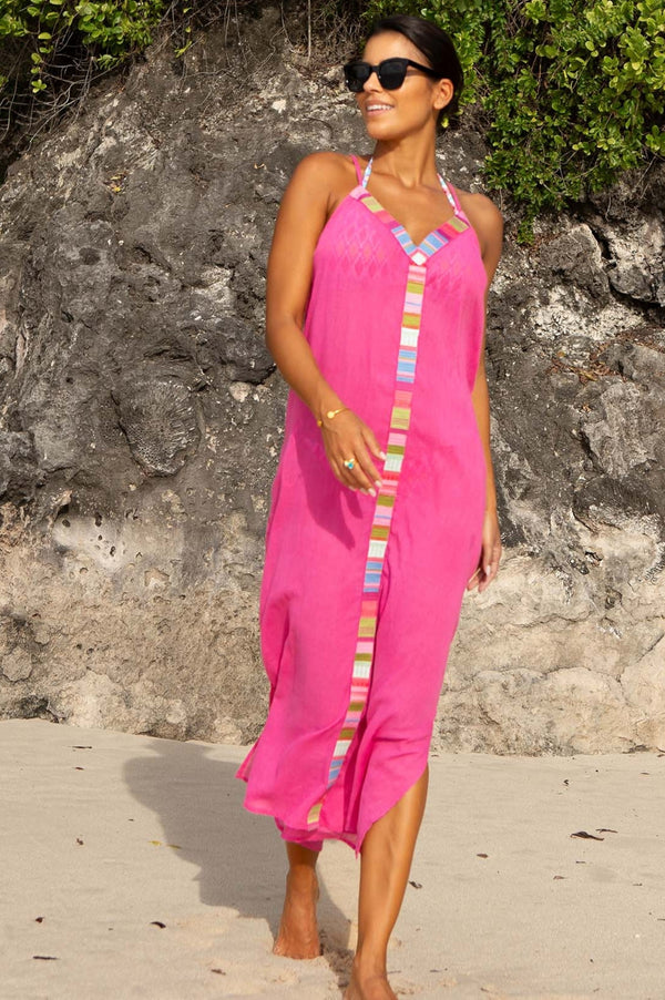 Ipanema Embroidered Dress | Pink/Multi