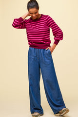 Juliana Drawstring Trouser | Chambray Blue