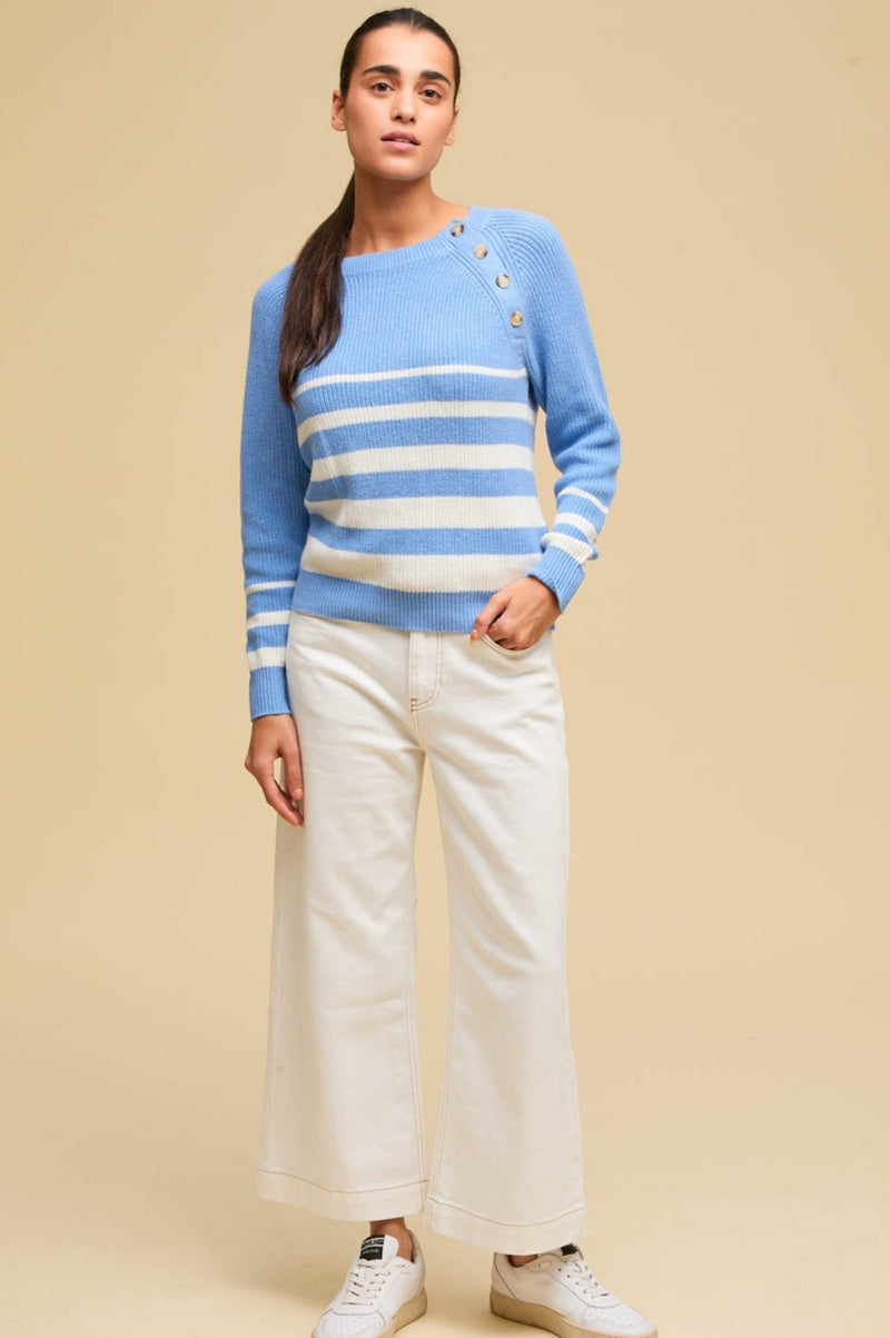 Rhia Jumper | Stripe Cornflower/Ivory