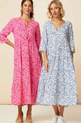 Emma EcoVero™ Midi Dress | Pink/Pink