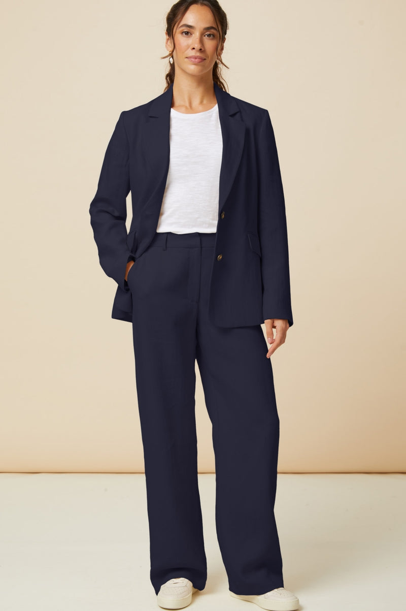 Aspiga Ladies Sustainable Linen Blazer Navy Co ord