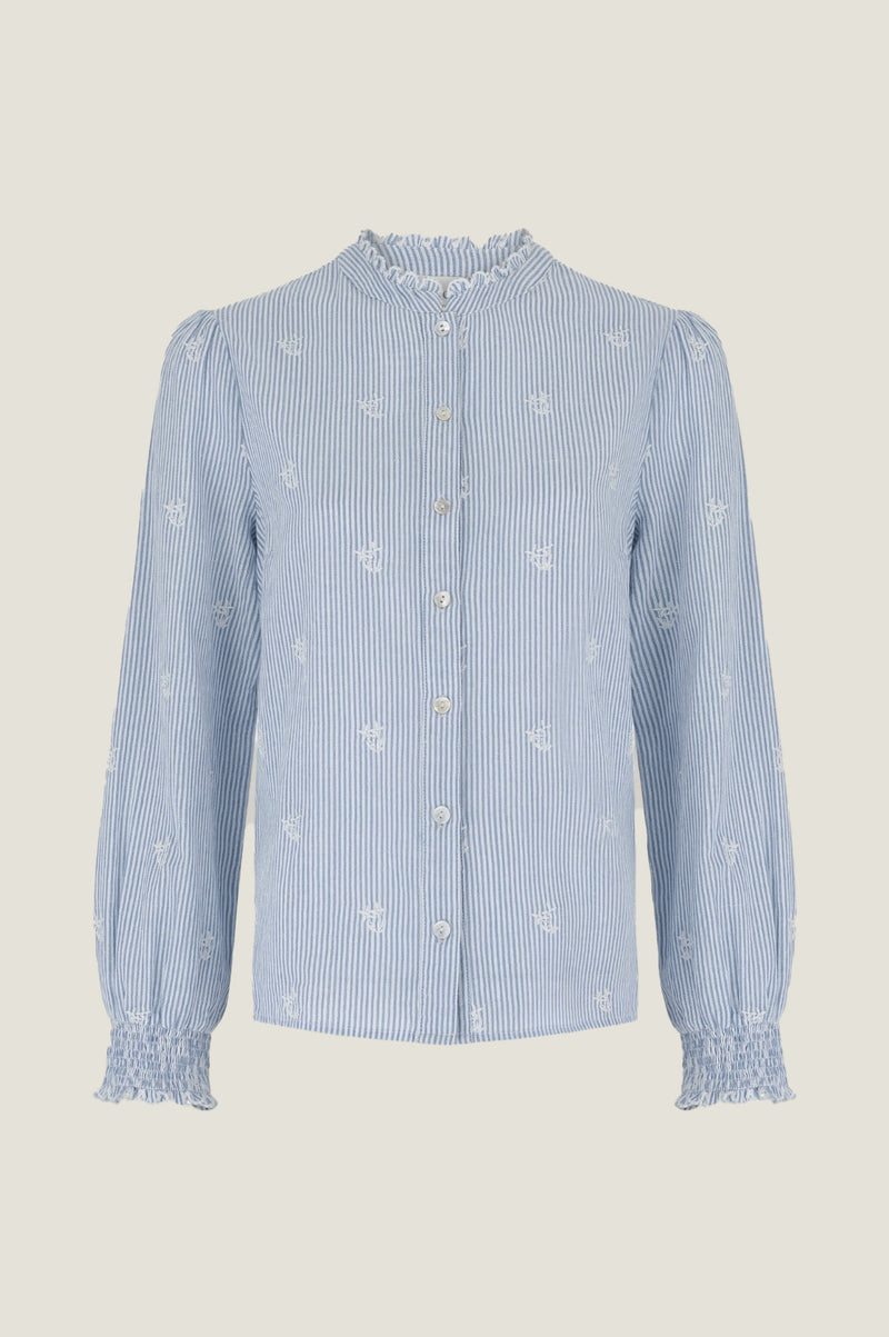 Cosima Organic Cotton Shirt | Blue/White