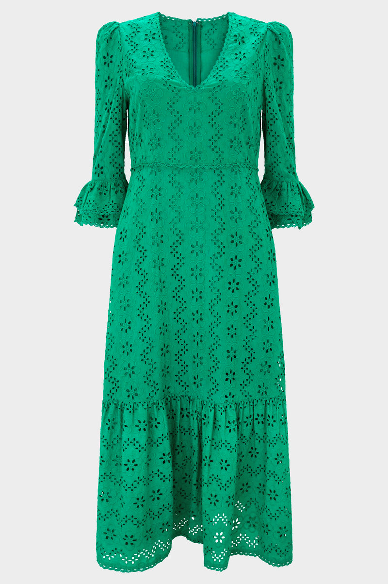Victoria Broderie Dress | Green