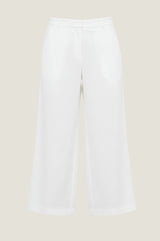 Wide Leg Linen Cropped Trousers | White