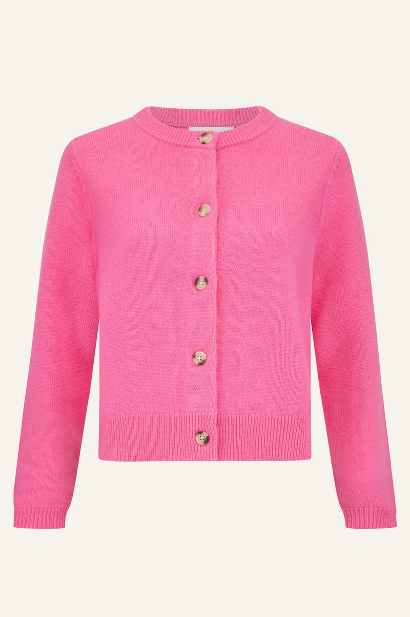 Aspiga Ladies Sustainable Merino Wool Brittany Cardigan Bright Pink