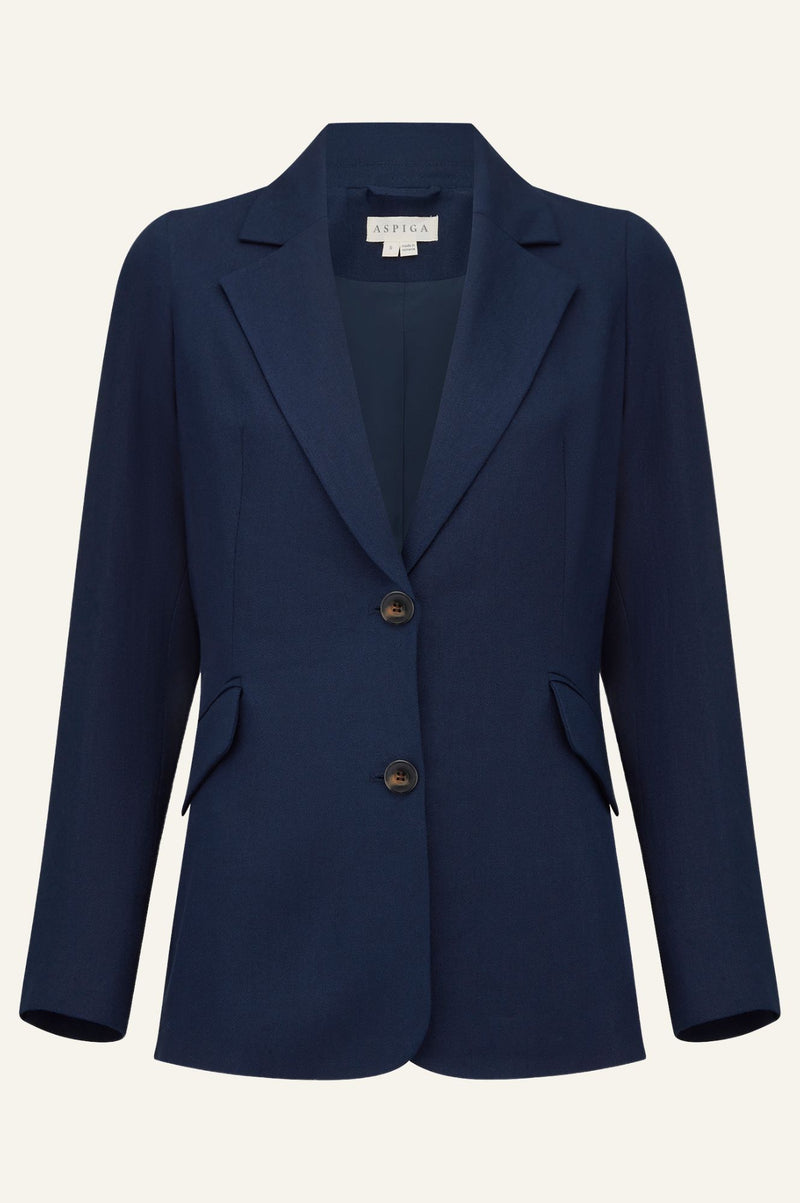 Linen Blend Blazer | Navy