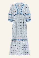 Mindy Dobby Dress | White/Blue