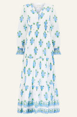 Billie Block Print Dress | White/Blue