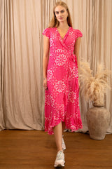 Demi EcoVero™ Wrap Dress | Blossom Pink/White