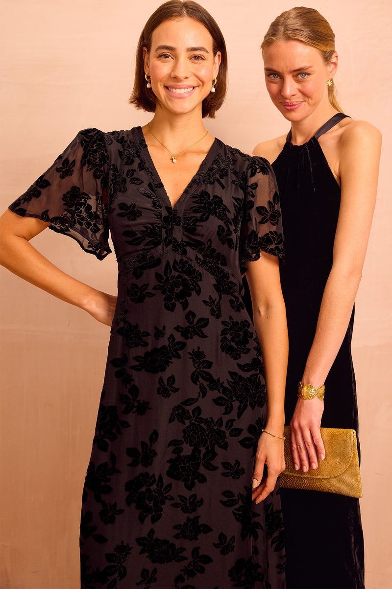 Anais Devore Dress | Black