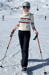 Merino Wool Stripe Hearts Quarter Zip | Cream/Red/Navy